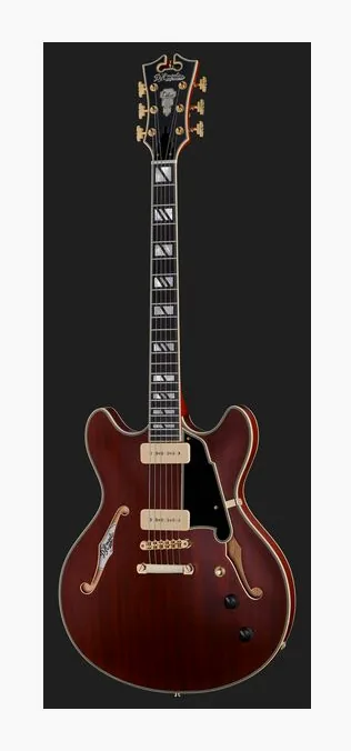 DAngelico Deluxe DC Satin Trans Wine, curve del body viste dall'alto