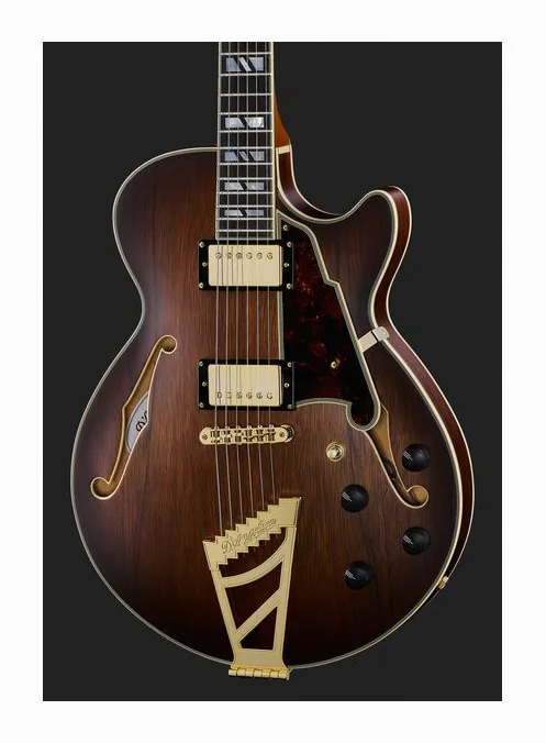 DAngelico Deluxe SS Satin Brown Burst, profilo laterale del corpo