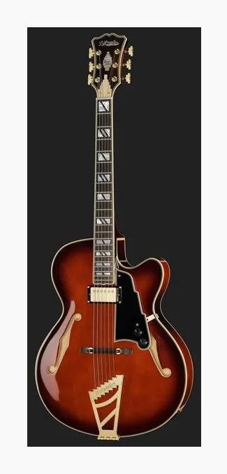 DAngelico Excel 16 Amaretto Burst, paletta con meccaniche e logo
