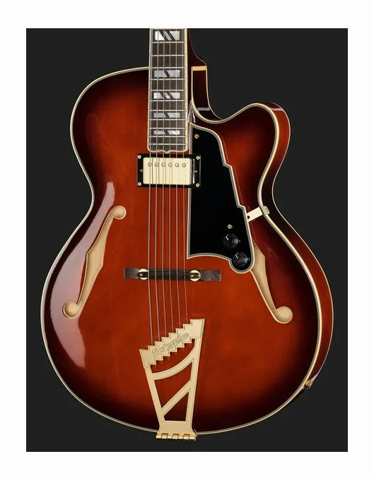 DAngelico Excel 16 Amaretto Burst, selettore pickup e jack di uscita