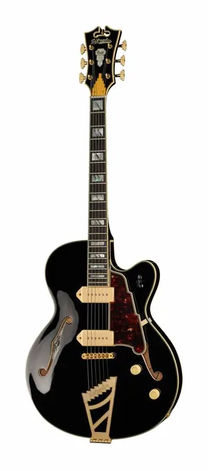 DAngelico Excel 59 Solid Black in primo piano frontale