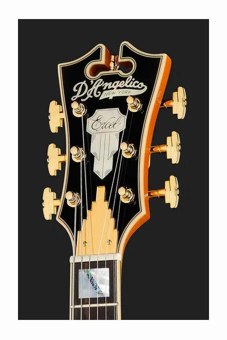 DAngelico Excel 59 Vintage Natural, corpo e verniciatura in primo piano