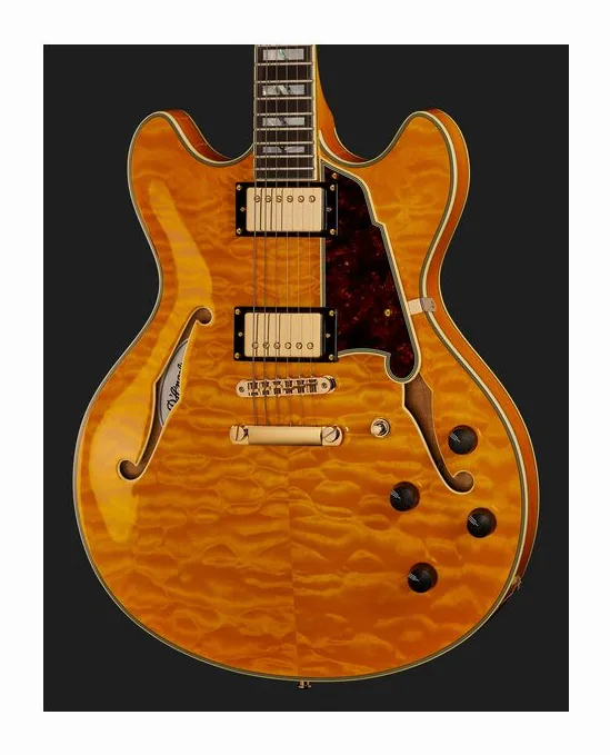 DAngelico Excel DC XT Vintage Nat Quilt, pickup e manopole dei controlli