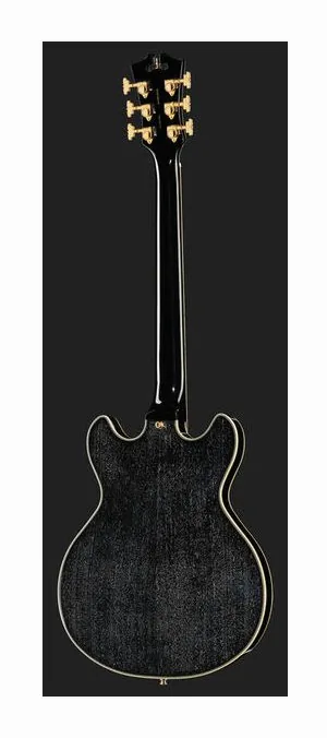 DAngelico Excel Mini DC Black Dog, corpo e verniciatura in primo piano