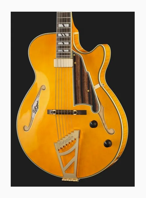 DAngelico Excel SS Soho Amber, paletta con meccaniche e logo
