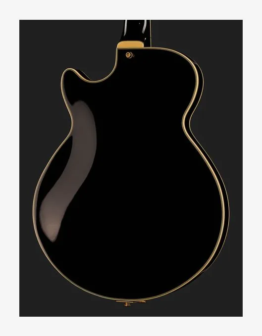 DAngelico Excel SS Solid Black, corpo e verniciatura in primo piano