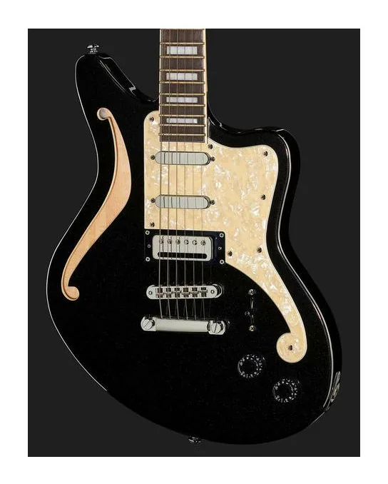 DAngelico Premier Bedford Black Flake, paletta con meccaniche e logo