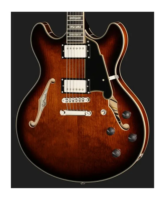 DAngelico Premier DC Brown Burst, vista posteriore del corpo