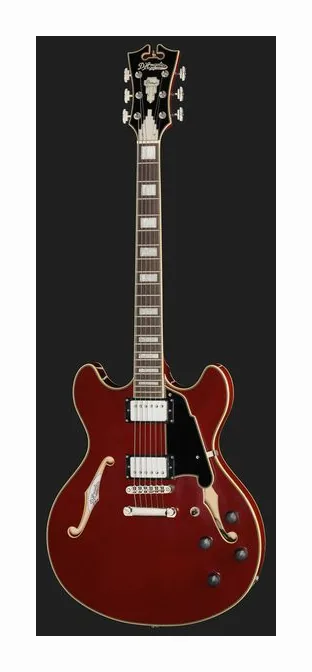 DAngelico Premier DC Burnt Red, corpo e verniciatura in primo piano