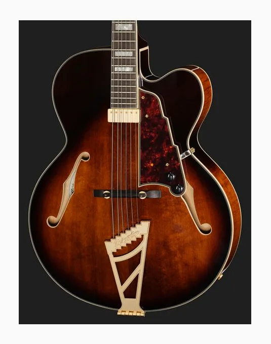 DAngelico Premier EXL1 Brown Burst, curve del body viste dall'alto