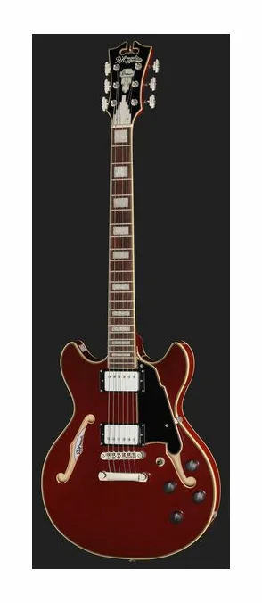 DAngelico Premier Mini DC Burnt Red, paletta con meccaniche e logo