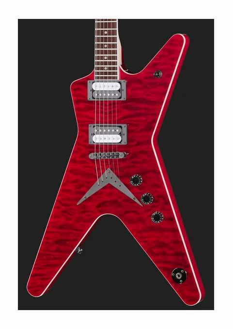 Dean Guitars MLX Quilt Maple Scary Cherry, manico e tastiera visti di lato