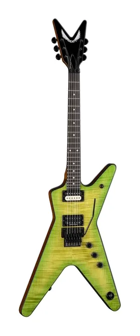 Dean Guitars ML 79 Fld Flame Top Dunc Slime fotografato frontalmente
