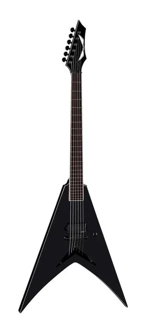 Dean Guitars Vengeance Select Fluence BKS inquadrato di fronte su sfondo neutro