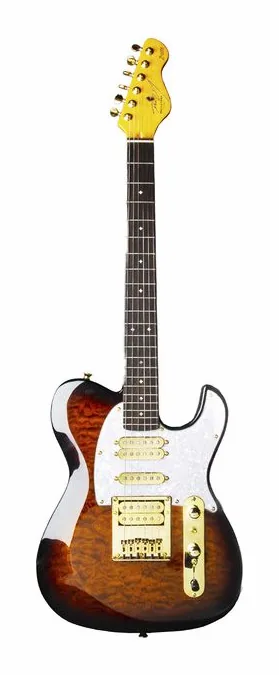 Dean Zelinsky Private Label Dellatera ATW Walnut Burst inquadrato di fronte su sfondo neutro