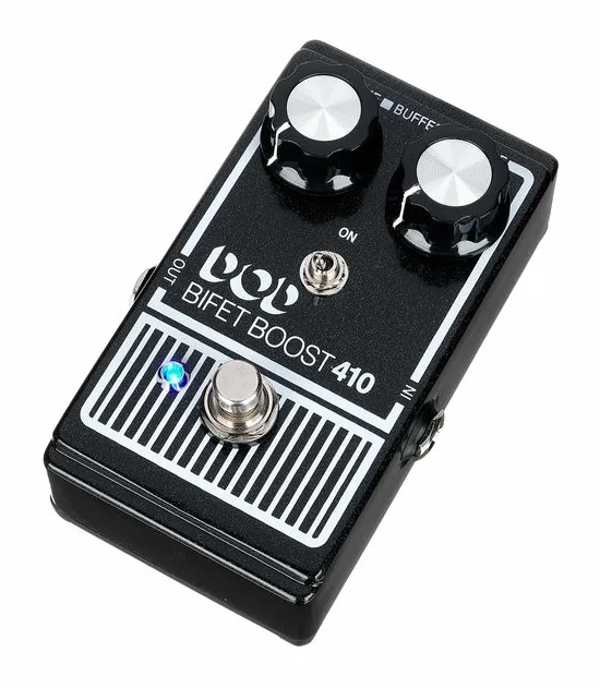 Digitech DOD Bifet Boost 410 inquadrato di fronte su sfondo neutro