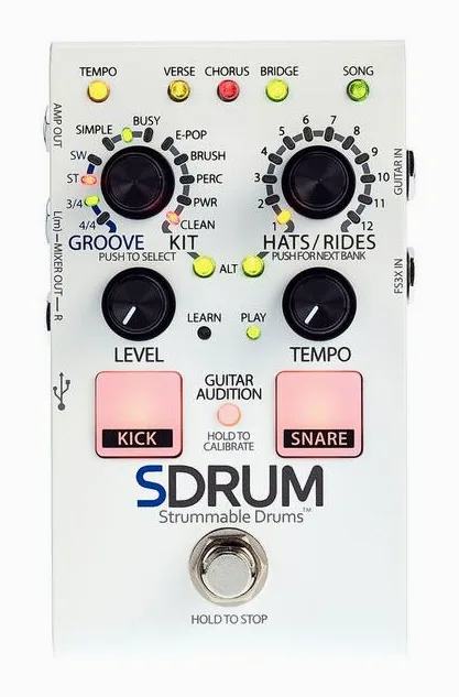 Digitech SDRUM Strummable Drums, manopole viste dall'alto