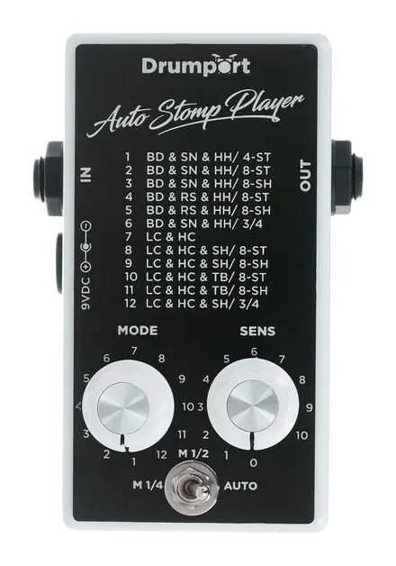 Drumport StompTech Auto Stomp Player MKII, connettori sul retro dell'unita