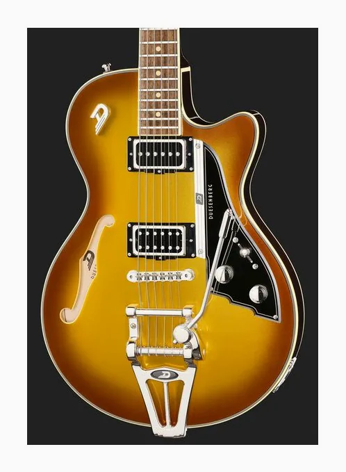 Duesenberg Starplayer TV Gold Burst, paletta con meccaniche e logo