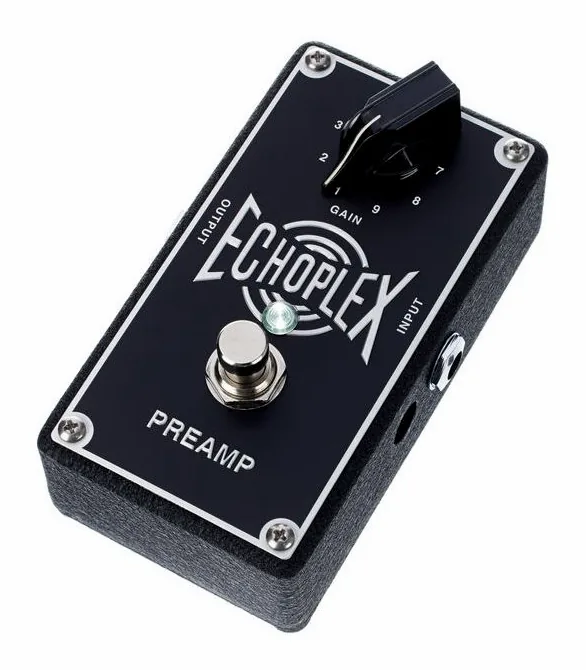 Dunlop Echoplex Preamp inquadrato di fronte su sfondo neutro