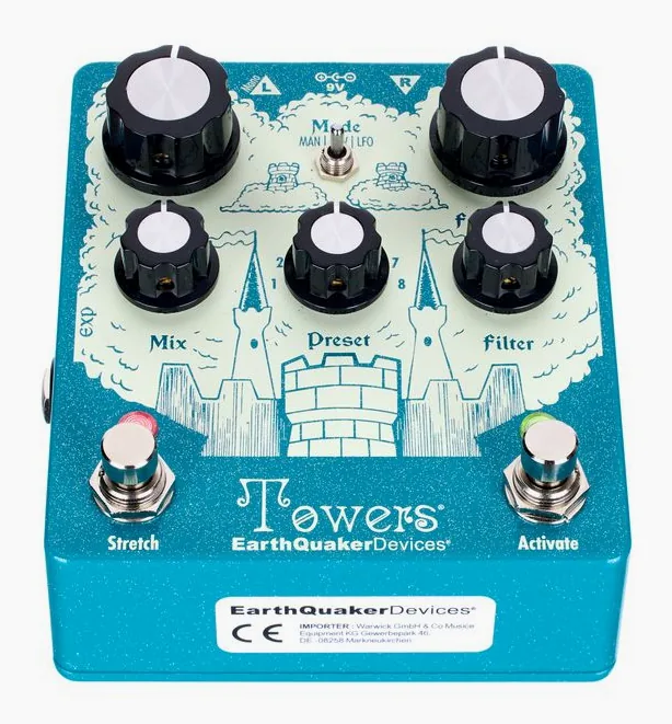 EarthQuaker Devices Towers Soundscape Generator, manopole viste dall'alto