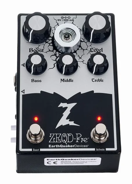 EarthQuaker Devices ZEQD PRE - Tube Preamp/Booster, vista dall'alto della testata