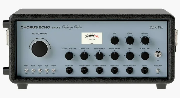 Echo Fix EF-X3 Vintage Voice Blue Tolex, manopole viste dall'alto
