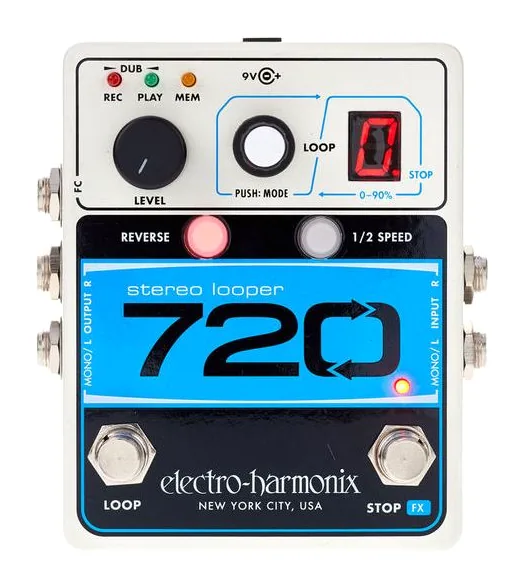 Electro Harmonix 720 Stereo Looper, connettori sul retro dell'unita