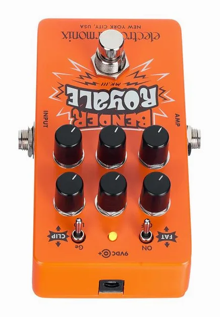 Electro Harmonix Bender Royale Fuzz Orange, grafica del pannello superiore