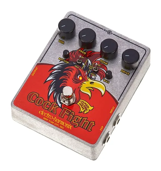 Electro Harmonix Cock Fight Cocked Wah inquadrato di fronte su sfondo neutro