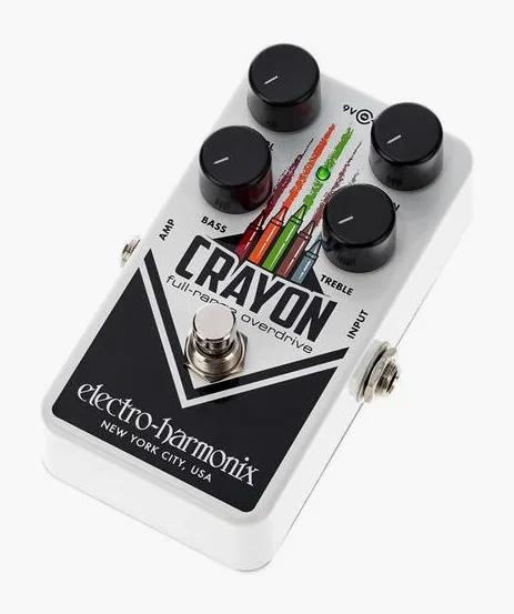 Electro Harmonix Crayon 69 Full-Range Overdrive inquadrato di fronte su sfondo neutro