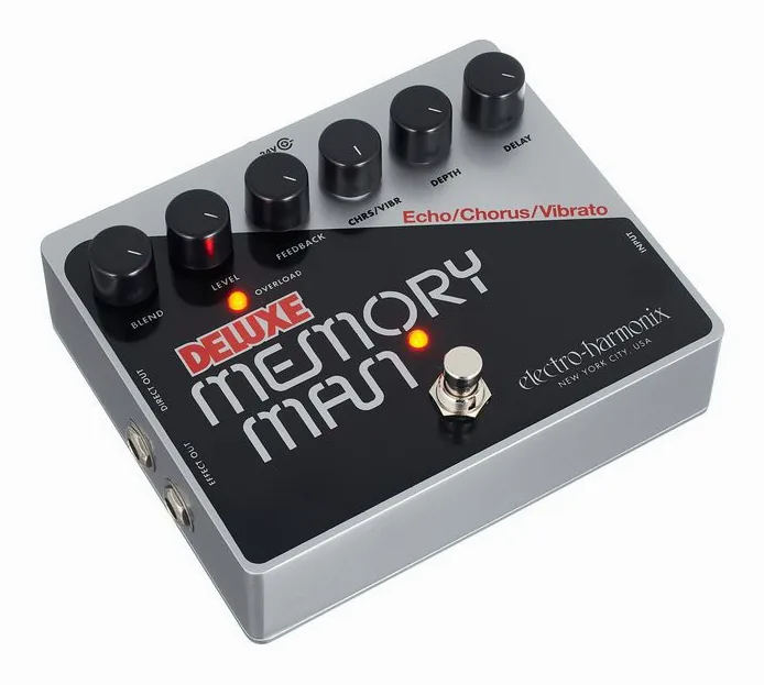 Electro Harmonix Deluxe Memory Man, footswitch in primo piano