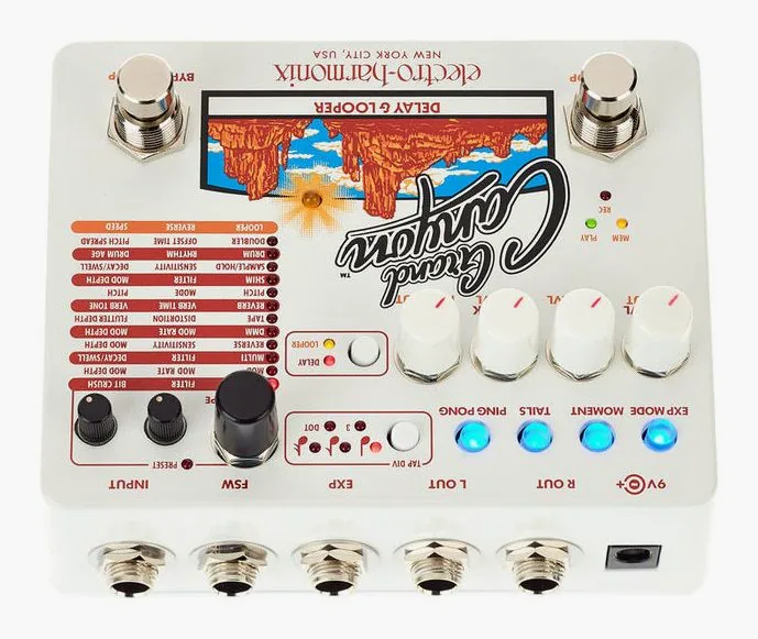 Electro Harmonix Grand Canyon, grafica del pannello superiore