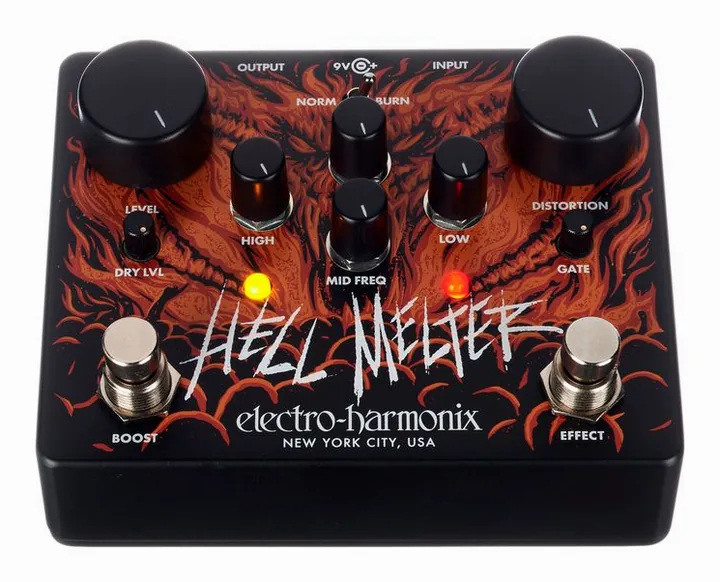 Electro Harmonix Hell Melter Distortion, ingressi e uscite laterali