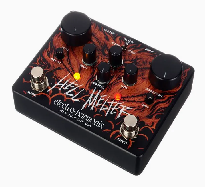 Electro Harmonix Hell Melter Distortion fotografato frontalmente