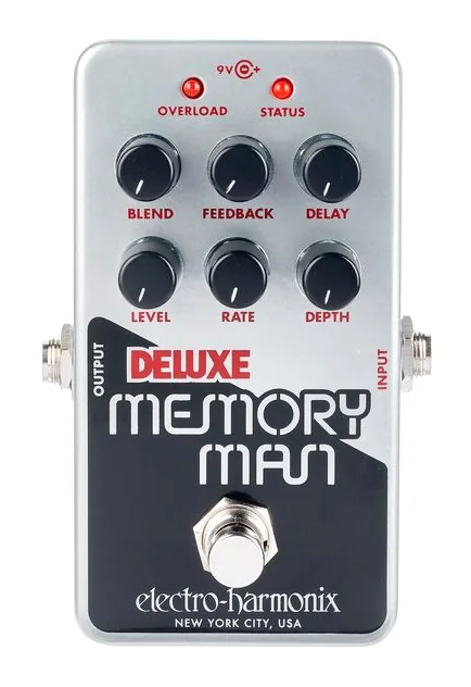 Electro Harmonix Nano Deluxe Memory Man, connettori sul retro dell'unita