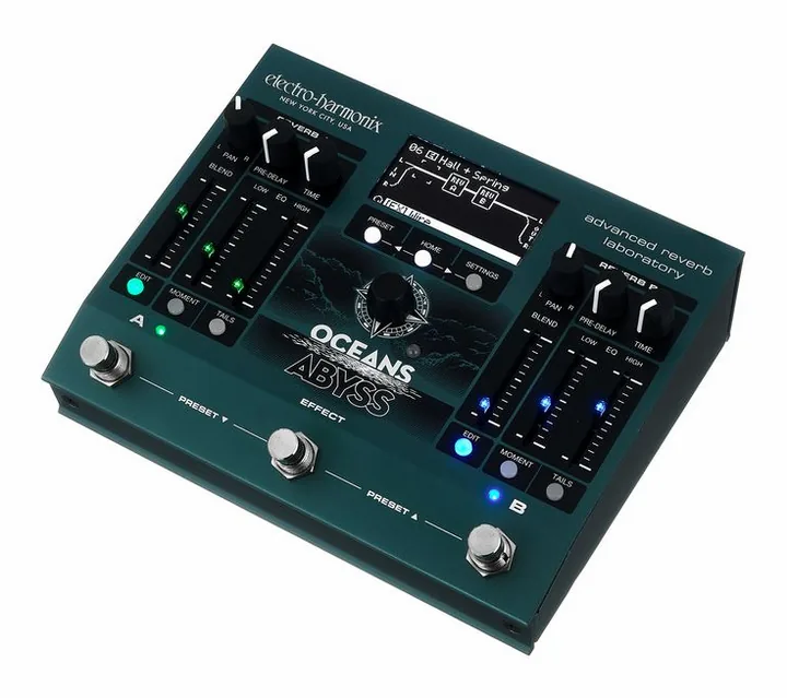 Electro Harmonix Oceans Abyss Reverb visto di fronte