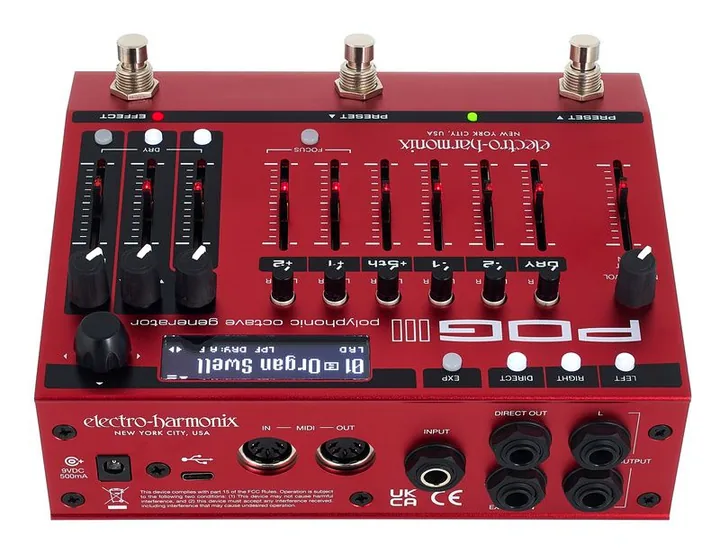 Electro Harmonix POG3 Octaver, connettori sul retro dell'unita