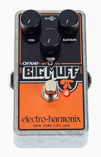 Electro Harmonix Op-Amp Big Muff Pi Fuzz, manopole viste dall'alto