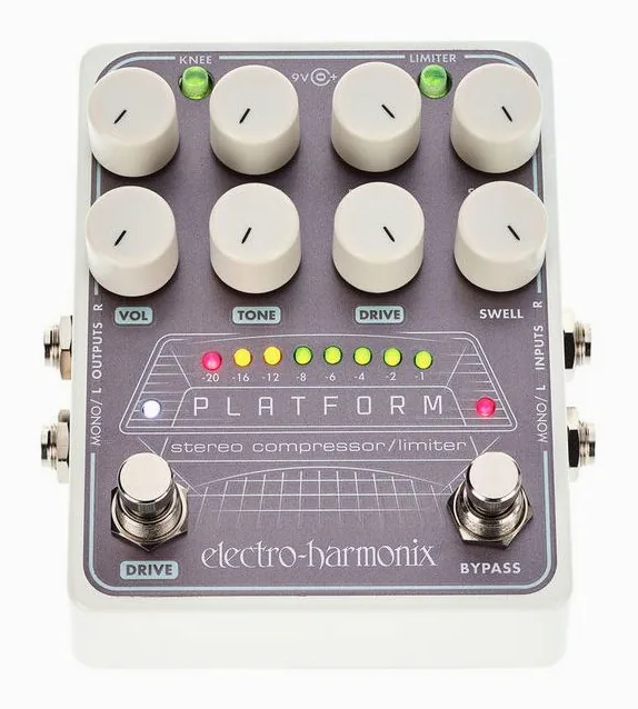 Electro Harmonix Platform Compressor/Limiter, ingressi e uscite laterali