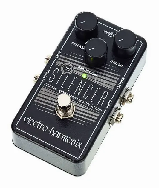 Electro Harmonix Silencer inquadrato di fronte su sfondo neutro