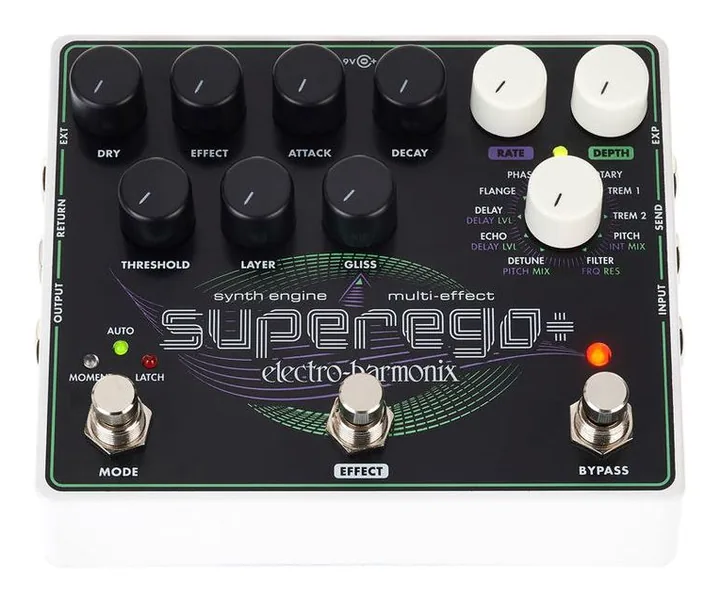Electro Harmonix Superego Plus, grafica del pannello superiore