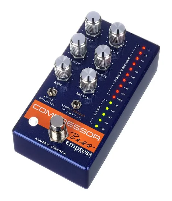 Empress Effects Bass Compressor Blue Spk, manopole viste dall'alto