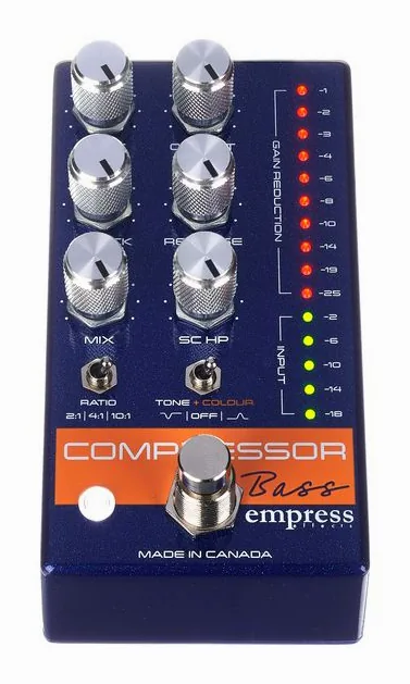 Empress Effects Bass Compressor Blue Spk, connettori sul retro dell'unita