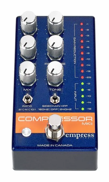 Empress Effects Compressor MKII Blue, grafica del pannello superiore