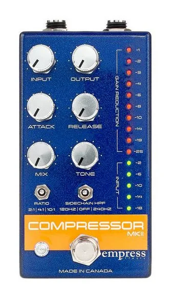 Empress Effects Compressor MKII Blue, grafica del pannello superiore