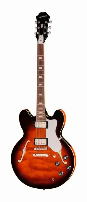 Epiphone Bonehead Riviera DTSB inquadrato di fronte su sfondo neutro