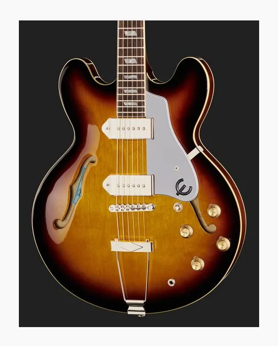 Epiphone Casino Vintage Sunburst, corpo e verniciatura in primo piano