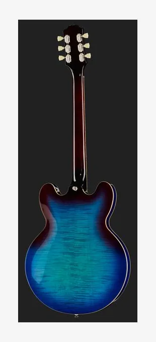 Epiphone ES-335 Figured Blueberry Burst, corpo e verniciatura in primo piano