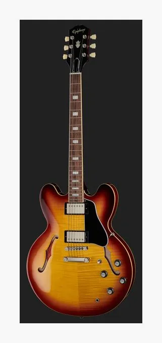 Epiphone ES-335 Figured Tea Burst, capotasto e prime posizioni della tastiera